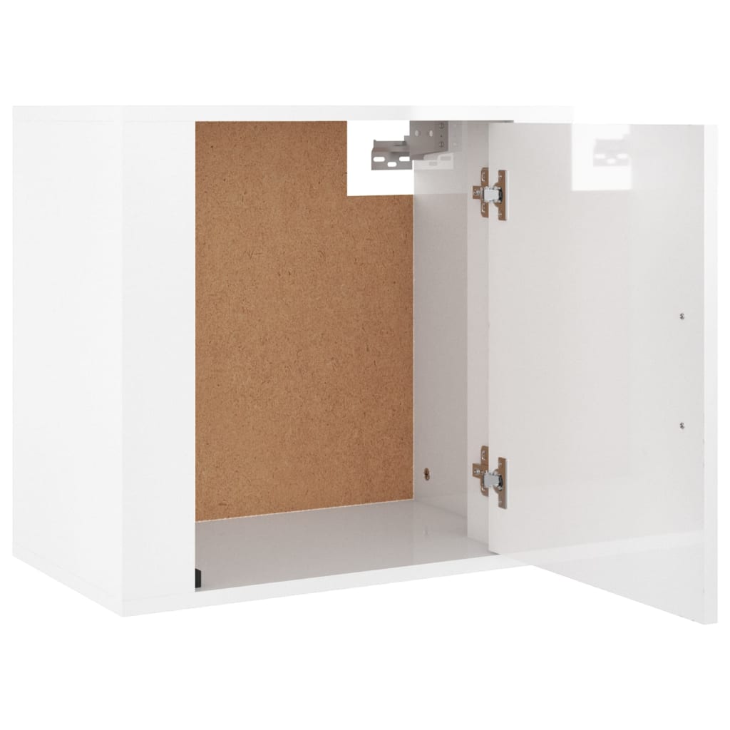 Comodino a Muro Bianco Lucido 50x30x47 cm - homemem39