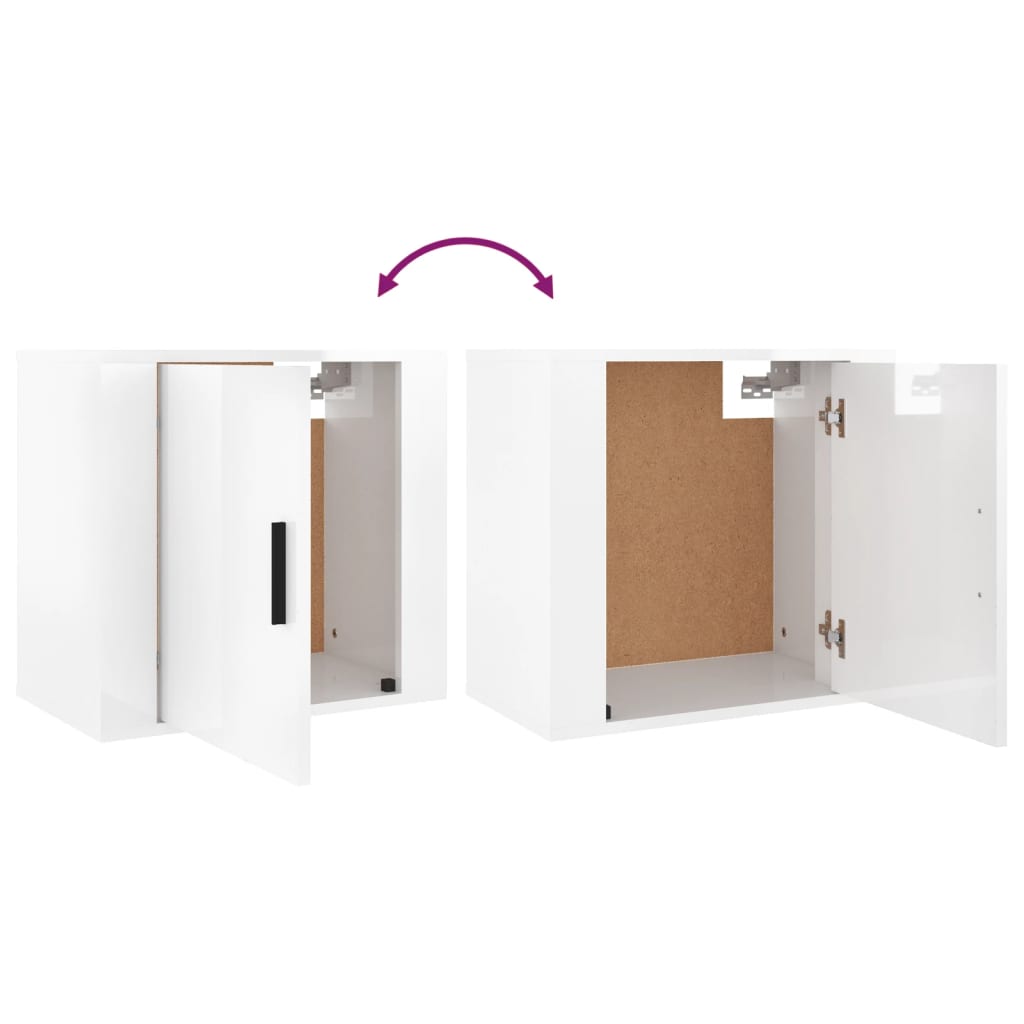 Comodino a Muro Bianco Lucido 50x30x47 cm - homemem39
