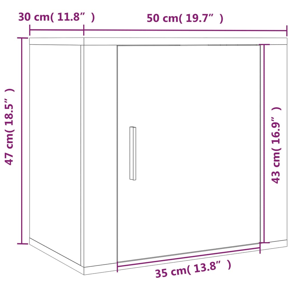 Comodino a Muro Rovere Fumo 50x30x47 cm - homemem39