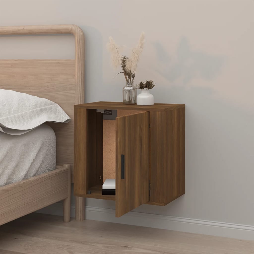Comodino a Muro Rovere Marrone 50x30x47 cm - homemem39