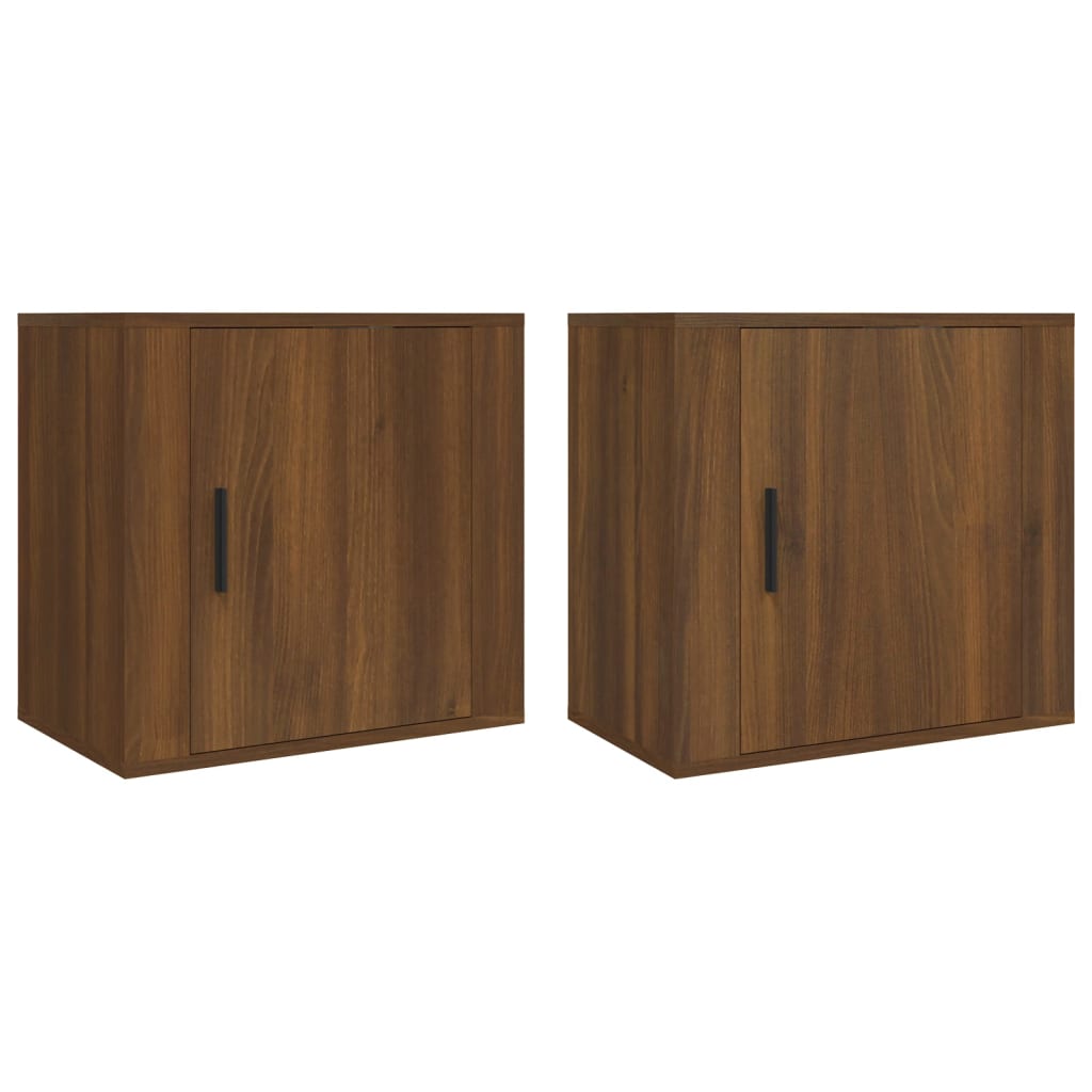 Comodini a Muro 2 pz Rovere Marrone 50x30x47 cm - homemem39
