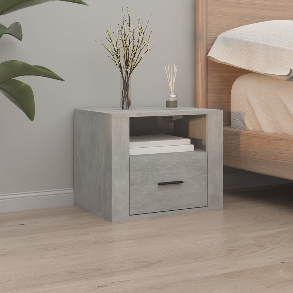 Comodino a Muro Grigio Cemento 50x36x40 cm - homemem39
