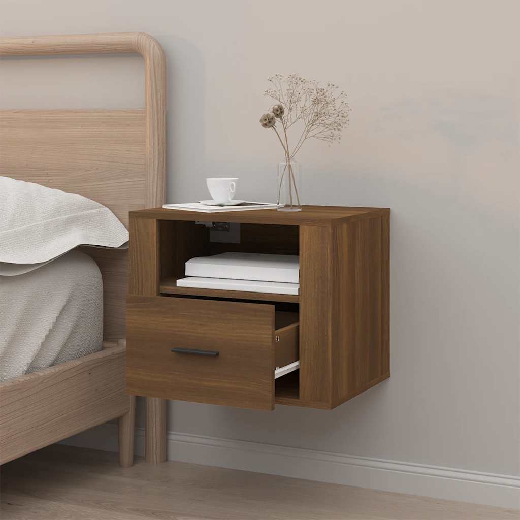 Comodino a Muro Rovere Marrone 50x36x40 cm - homemem39