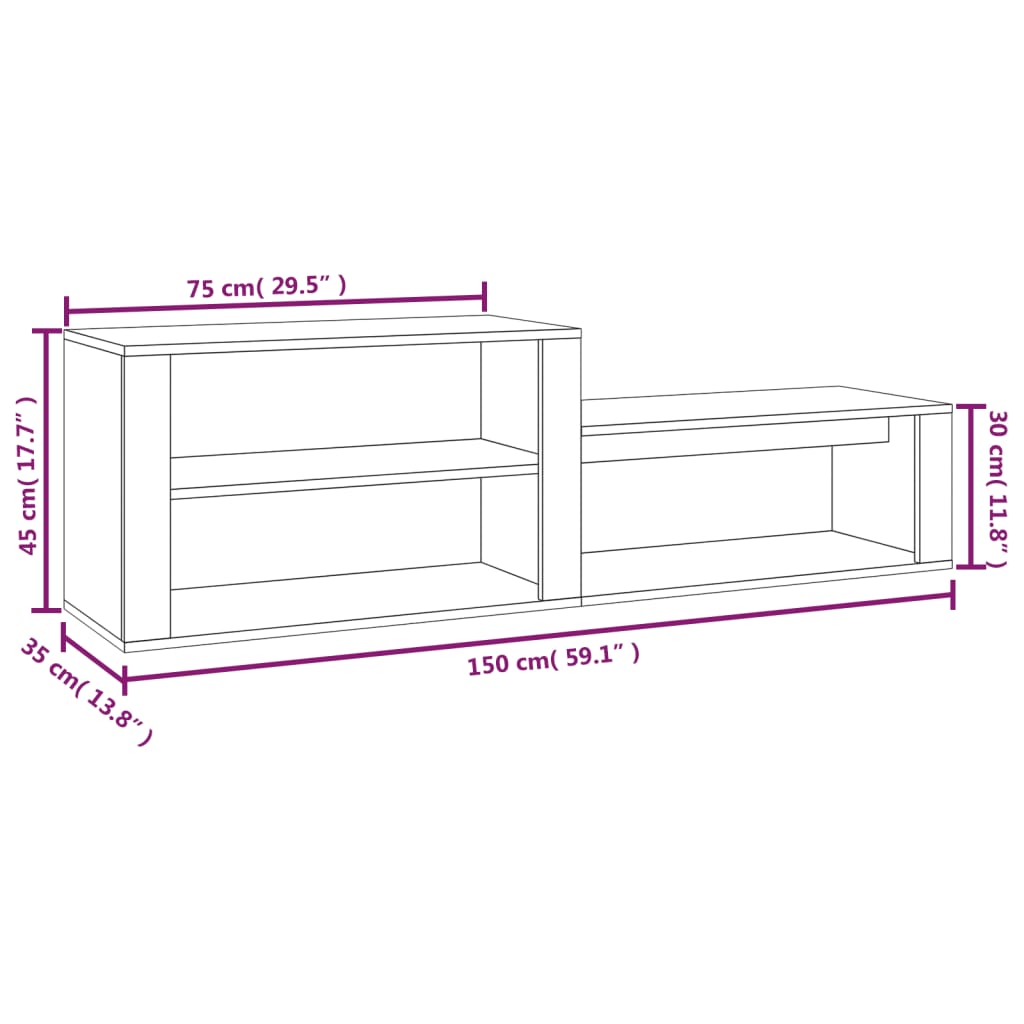 Scarpiera bianco 150x35x45 cm in Legno Multistrato - homemem39