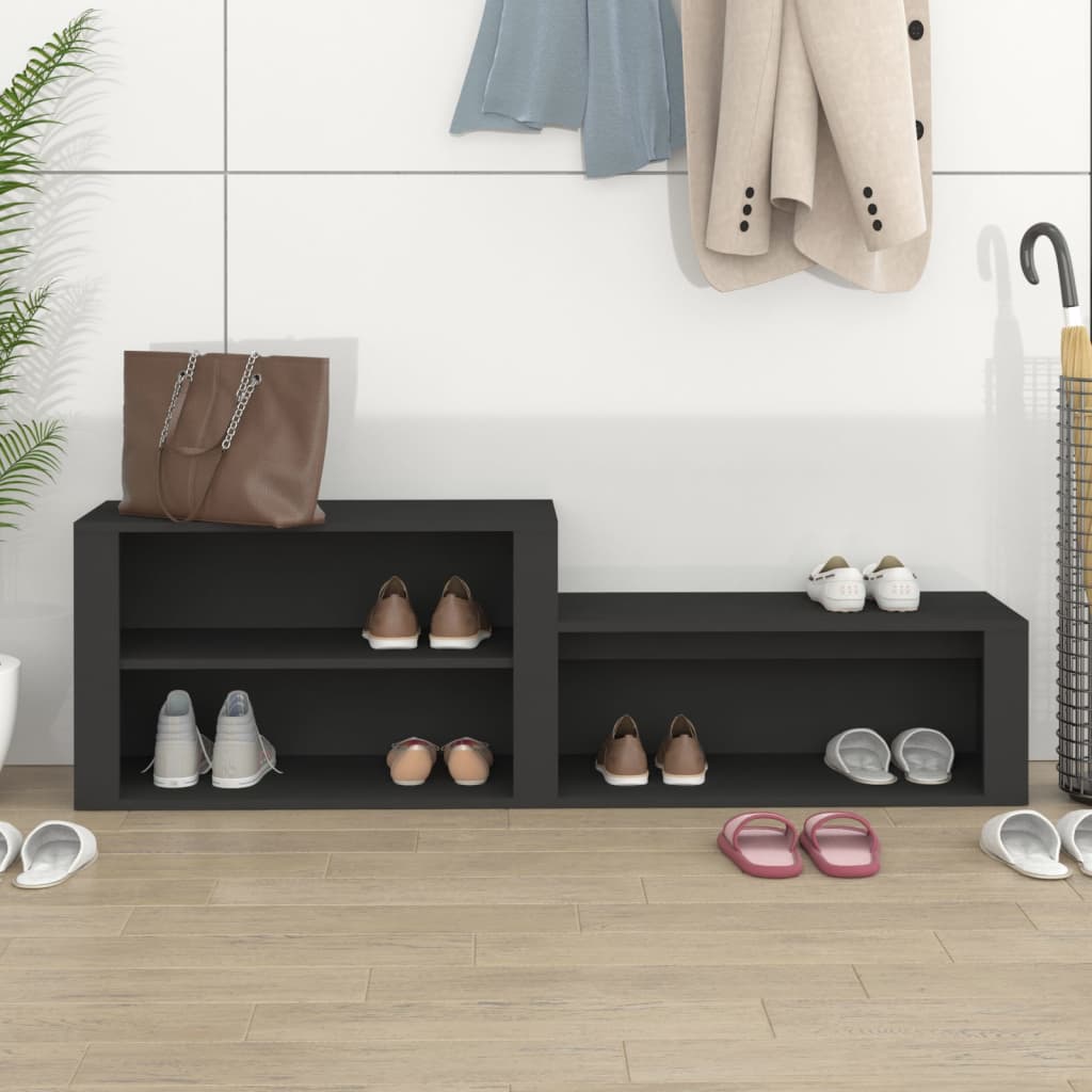 Scarpiera Nero 150x35x45 cm in Legno Multistrato - homemem39