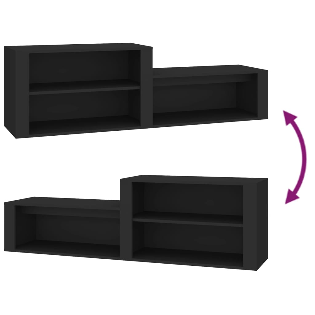 Scarpiera Nero 150x35x45 cm in Legno Multistrato - homemem39