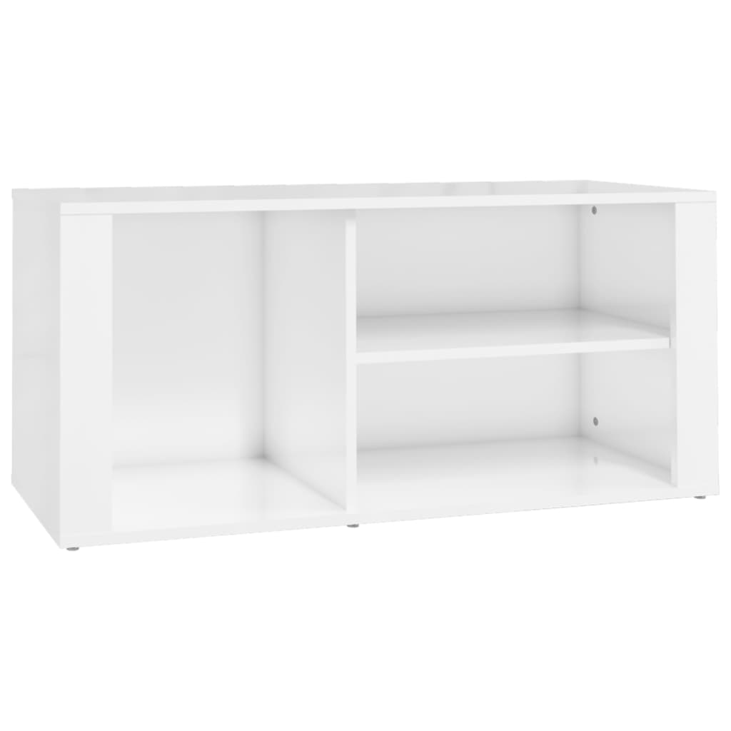 Scarpiera Bianco Lucido 100x35x45 cm in Legno Multistrato - homemem39