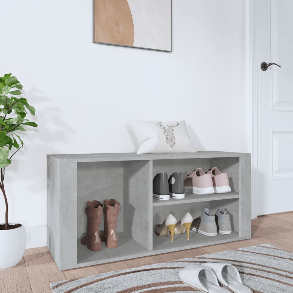Scarpiera Grigio Cemento 100x35x45 cm in Legno Multistrato - homemem39