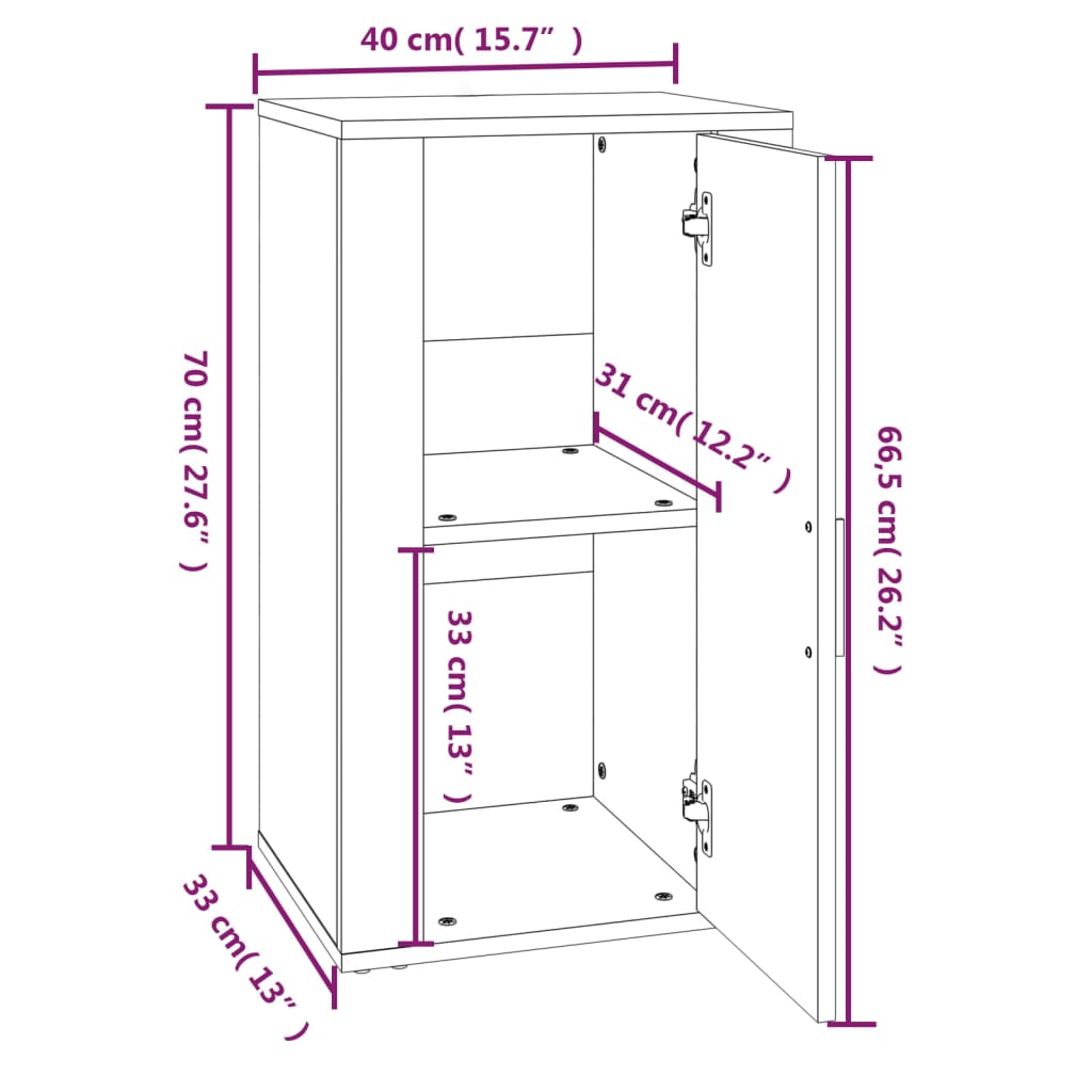 Credenza Rovere Fumo 40x33x70 cm in Legno Multistrato - homemem39