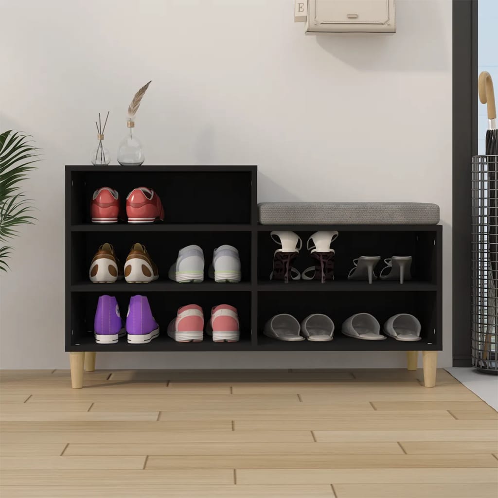 Scarpiera Nera 102x36x60 cm in Legno Multistrato - homemem39