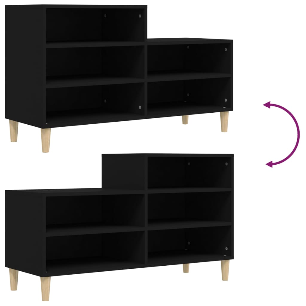 Scarpiera Nera 102x36x60 cm in Legno Multistrato - homemem39