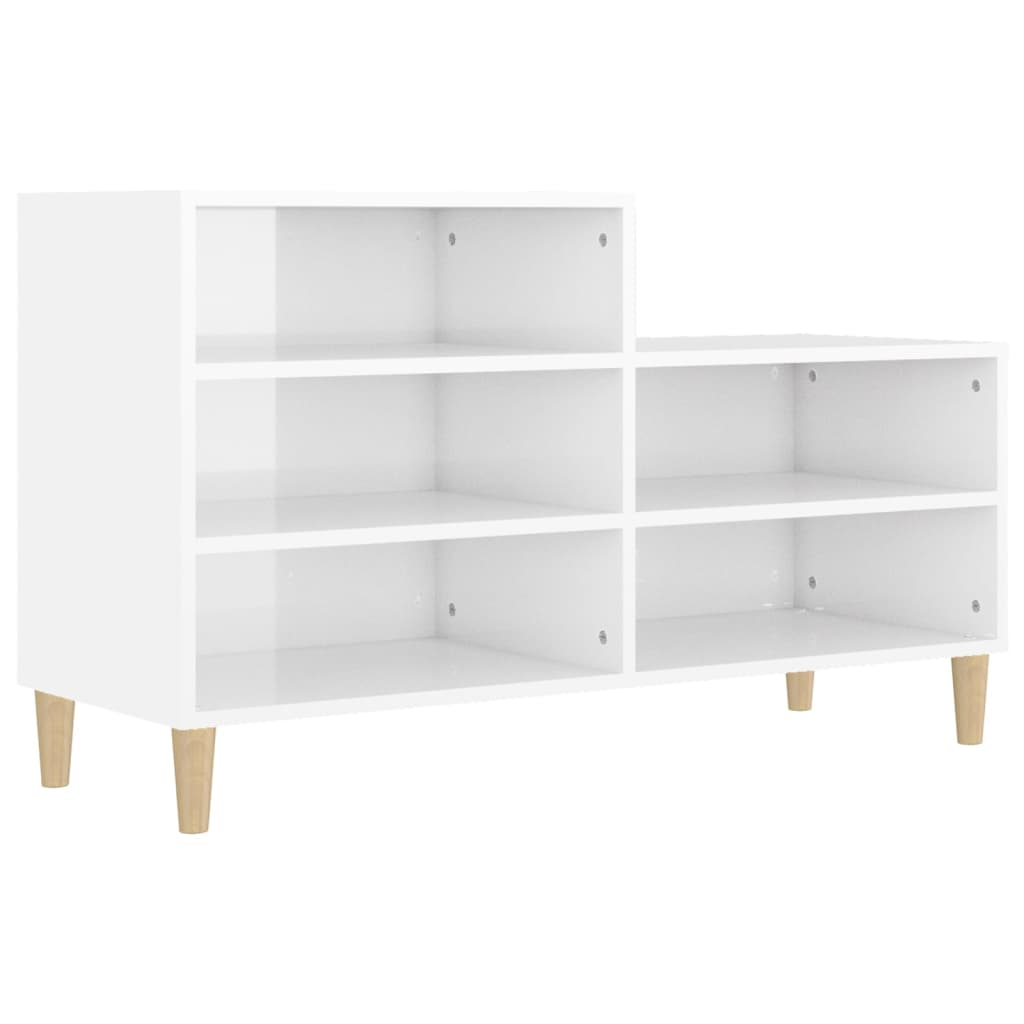 Scarpiera Bianco Lucido 102x36x60 cm in Legno Multistrato - homemem39