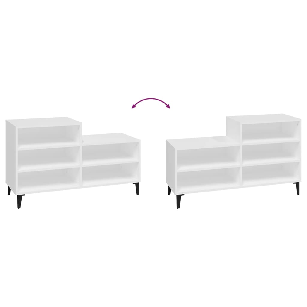 Scarpiera Bianca 102x36x60 cm in Legno Multistrato - homemem39