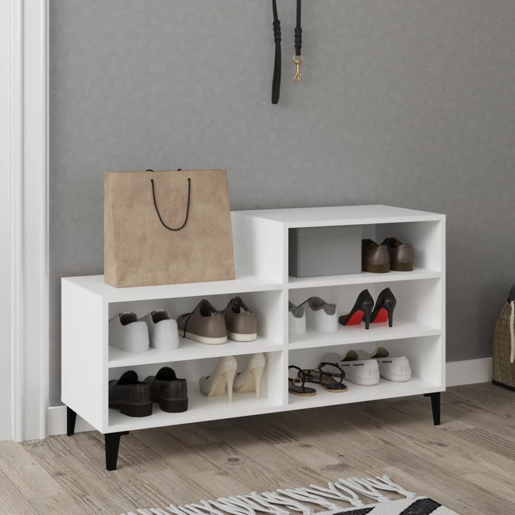 Scarpiera Bianca 102x36x60 cm in Legno Multistrato - homemem39