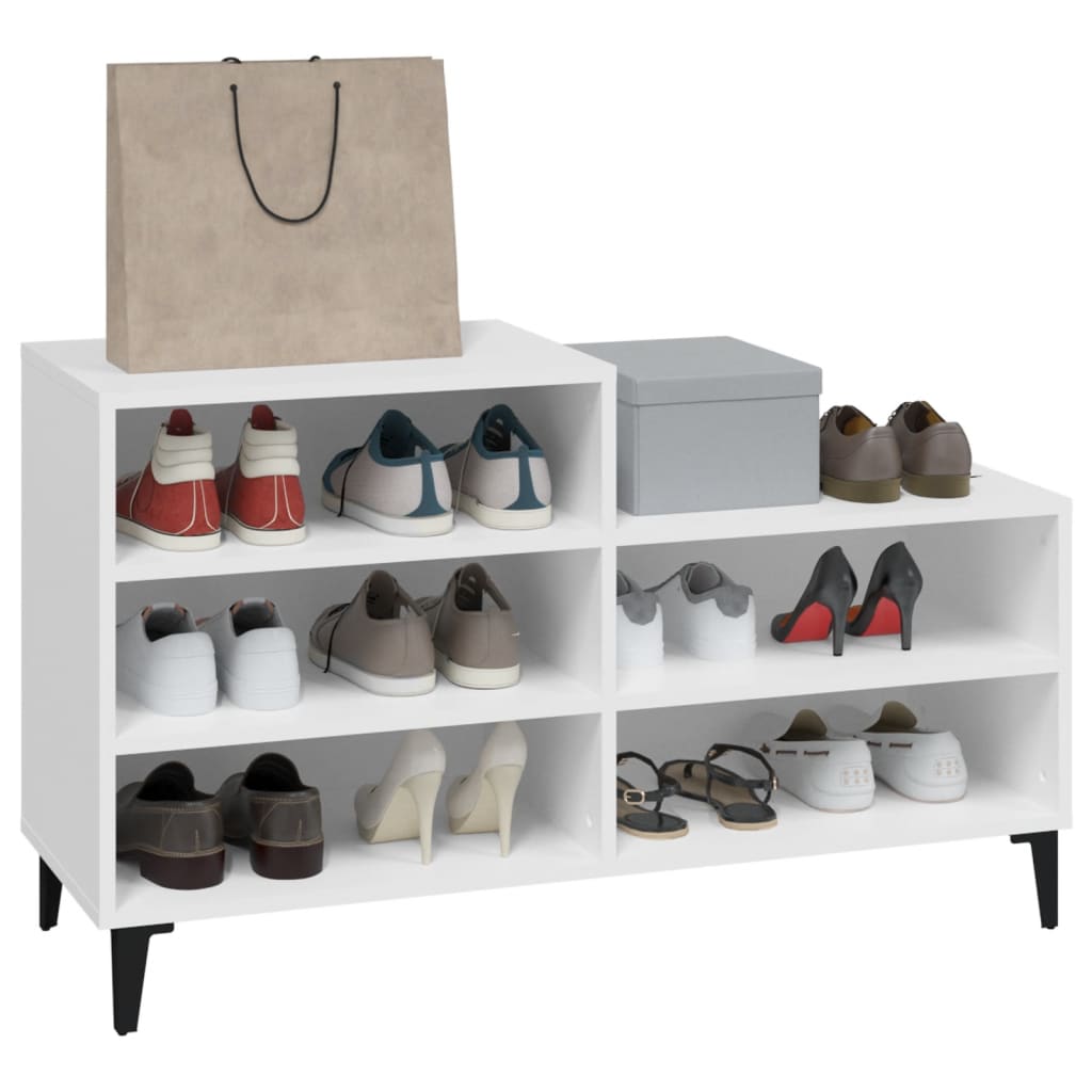 Scarpiera Bianca 102x36x60 cm in Legno Multistrato - homemem39