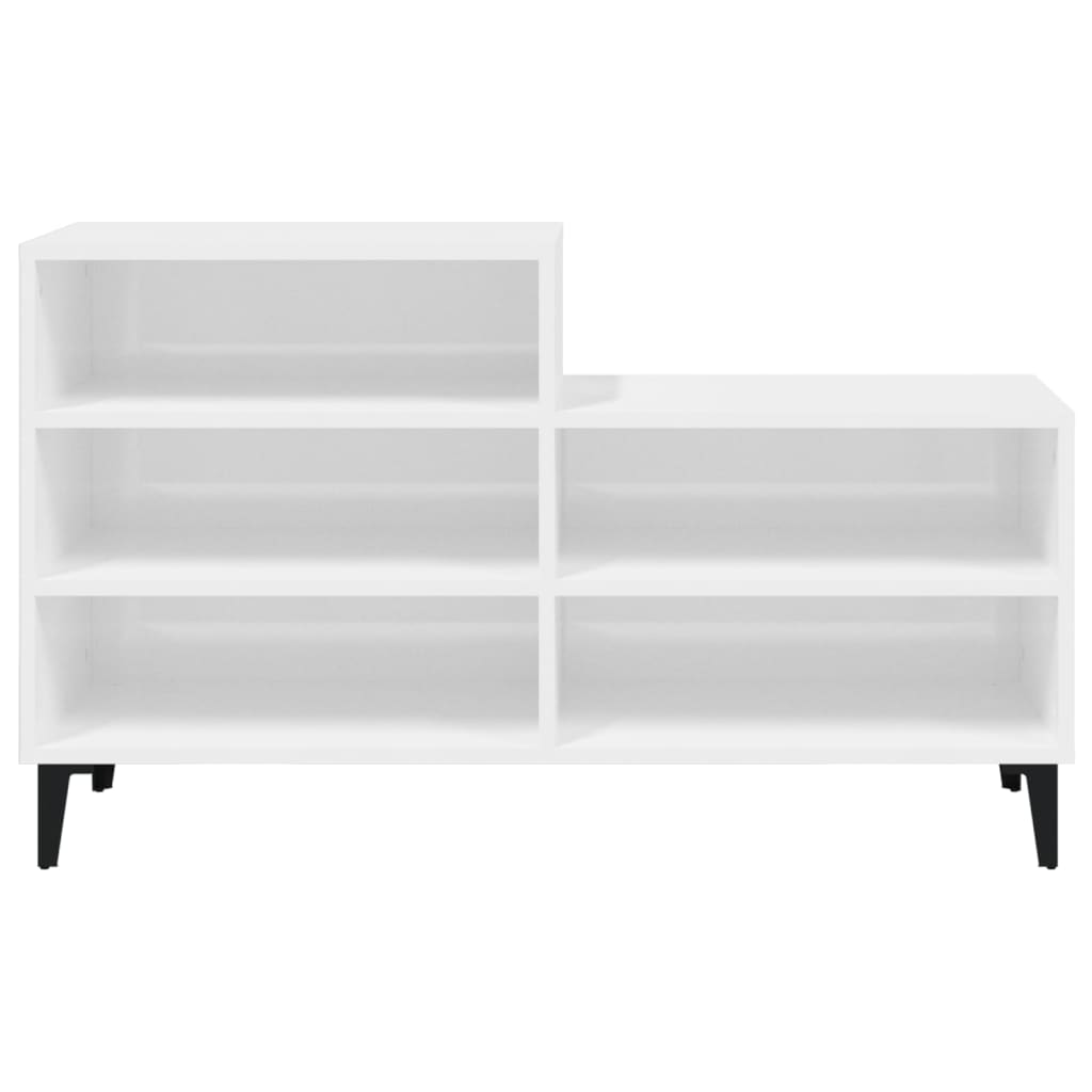 Scarpiera Bianco Lucido 102x36x60 cm in Legno Multistrato - homemem39