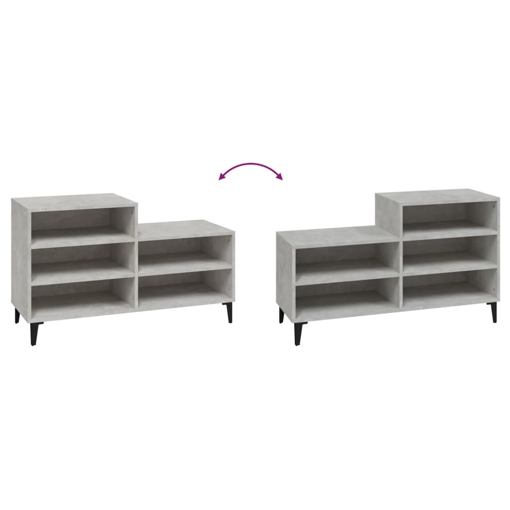 Scarpiera Grigio Cemento 102x36x60 cm in Legno Multistrato - homemem39