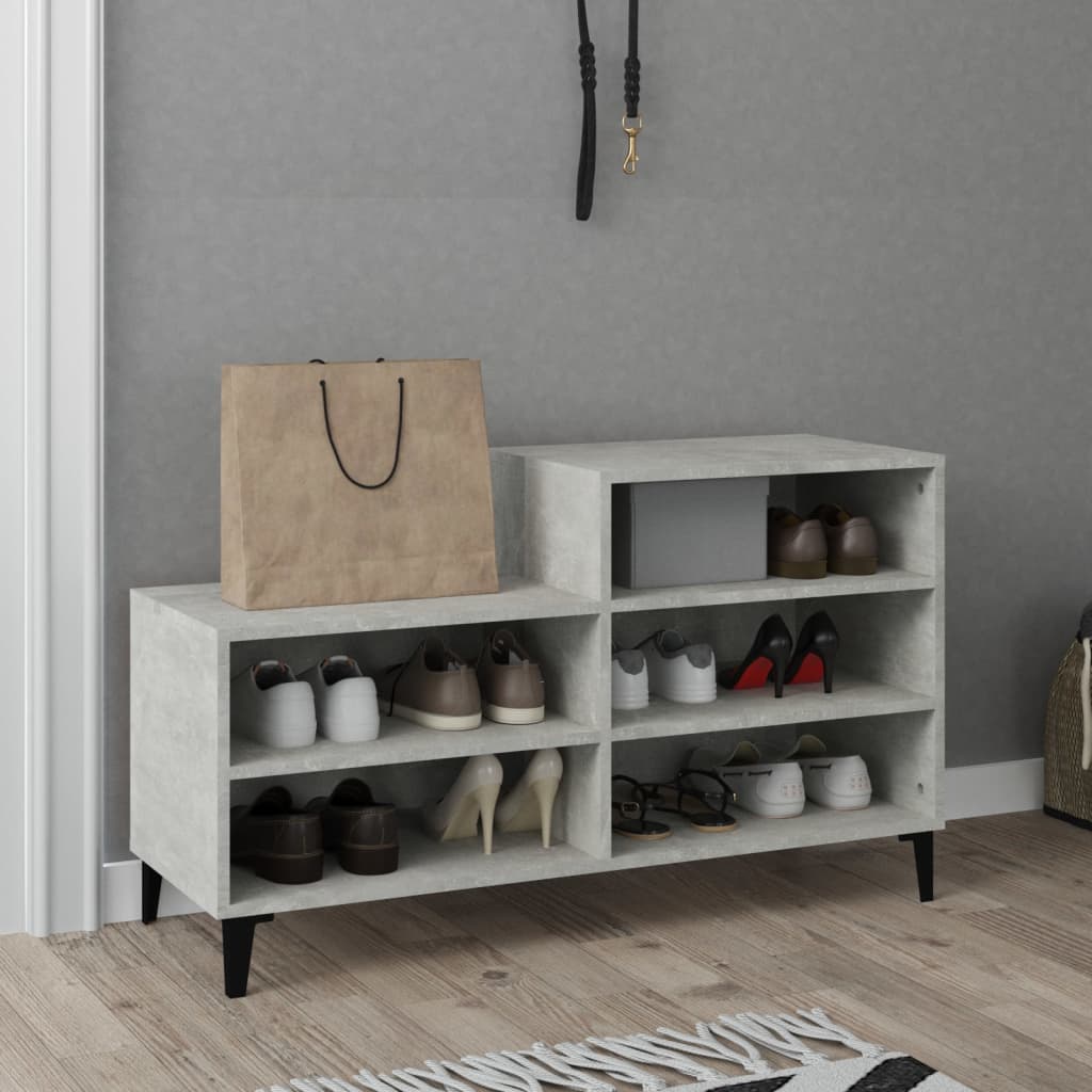 Scarpiera Grigio Cemento 102x36x60 cm in Legno Multistrato - homemem39