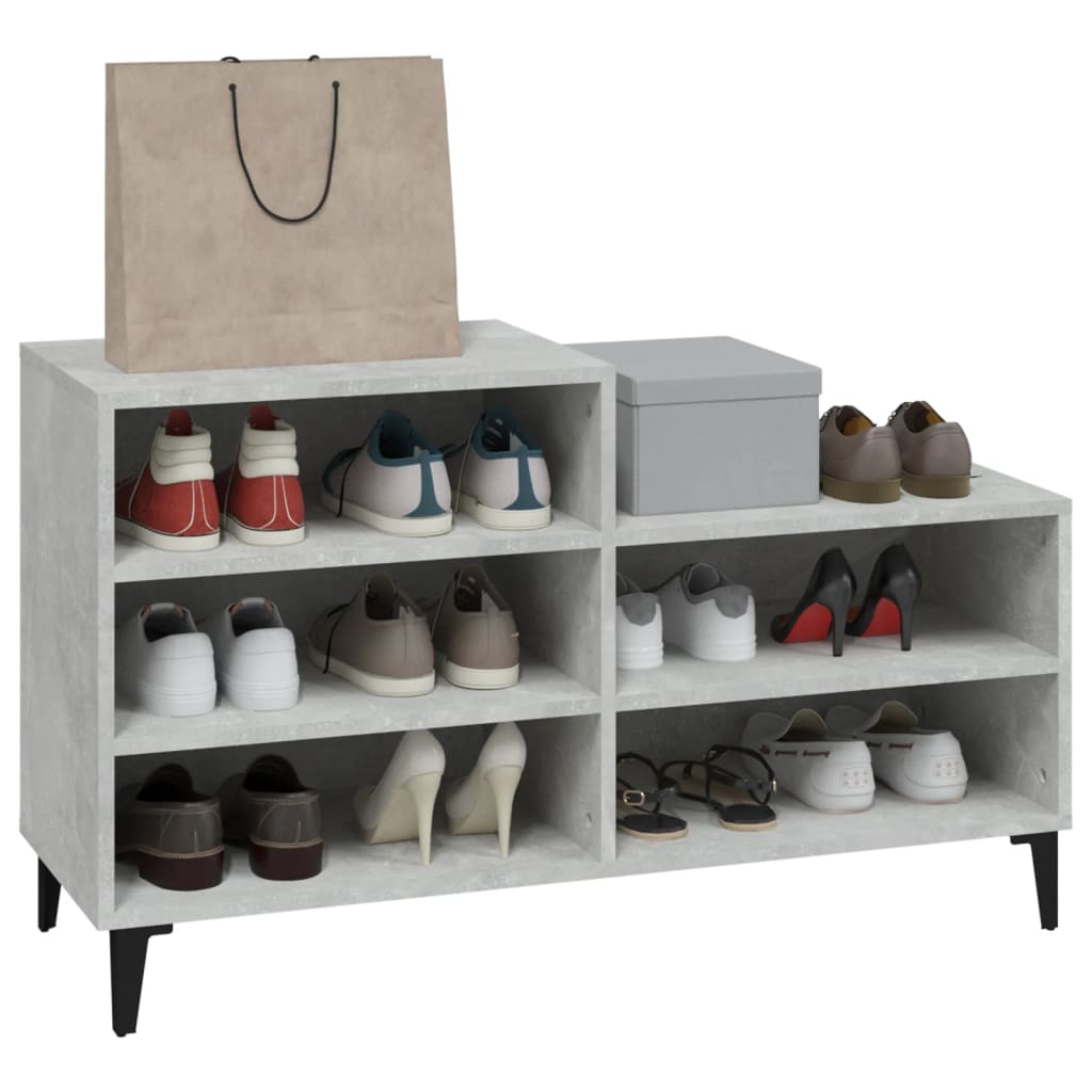 Scarpiera Grigio Cemento 102x36x60 cm in Legno Multistrato - homemem39