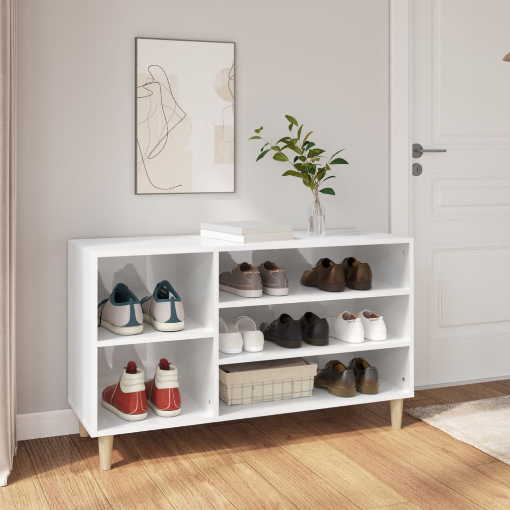 Scarpiera Bianco Lucido 102x36x60 cm in Legno Multistrato - homemem39