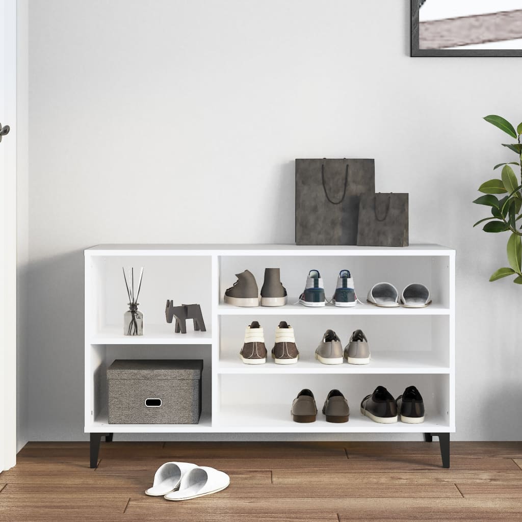 Scarpiera Bianca 102x36x60 cm in Legno Multistrato - homemem39
