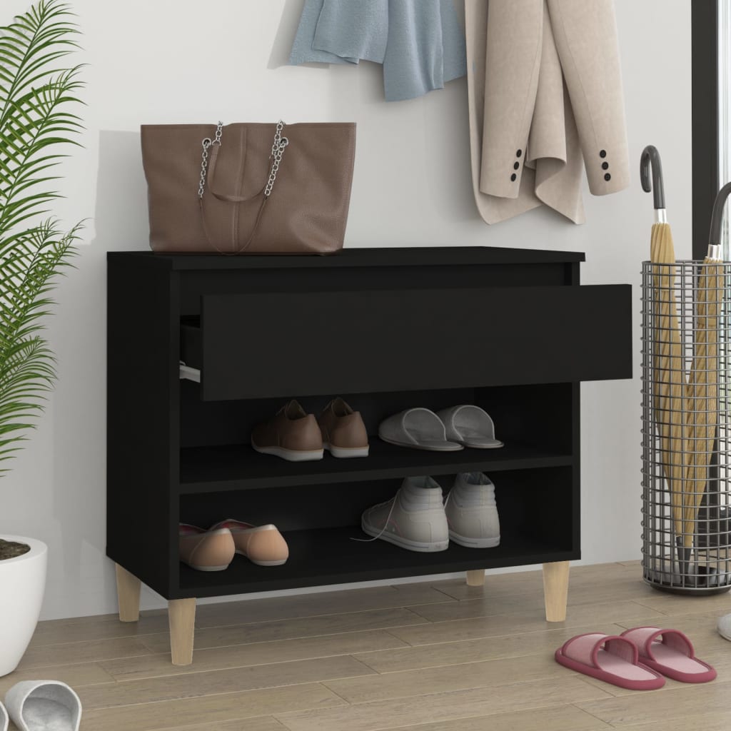 Scarpiera Nera 70x36x60 cm in Legno Multistrato - homemem39