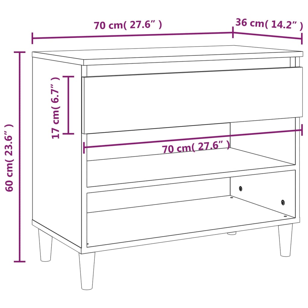 Scarpiera Nera 70x36x60 cm in Legno Multistrato - homemem39