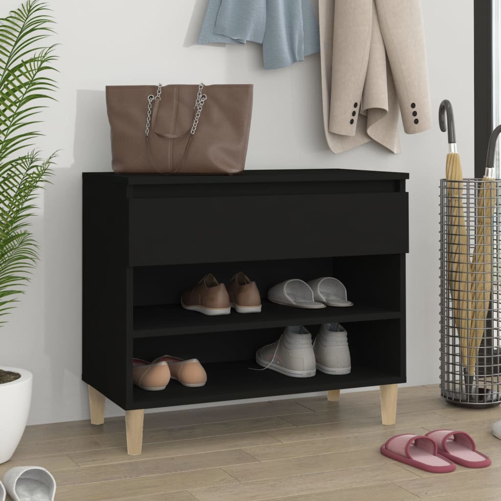 Scarpiera Nera 70x36x60 cm in Legno Multistrato - homemem39