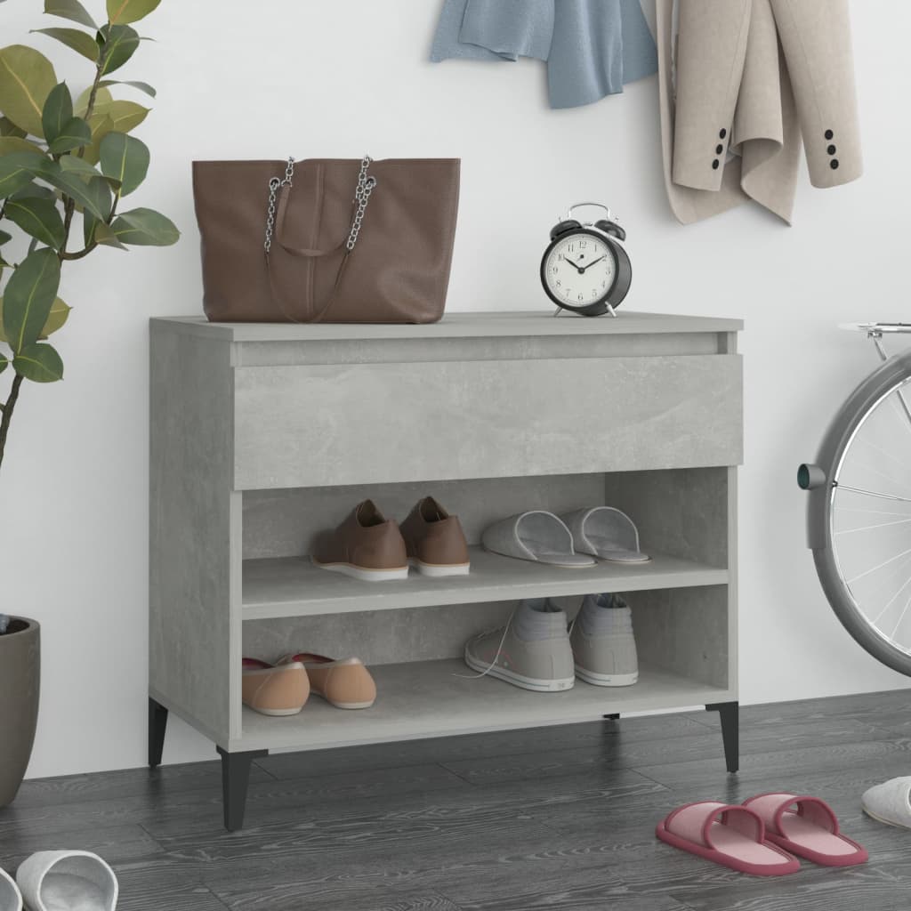 Scarpiera Grigio Cemento 70x36x60 cm in Legno Multistrato - homemem39