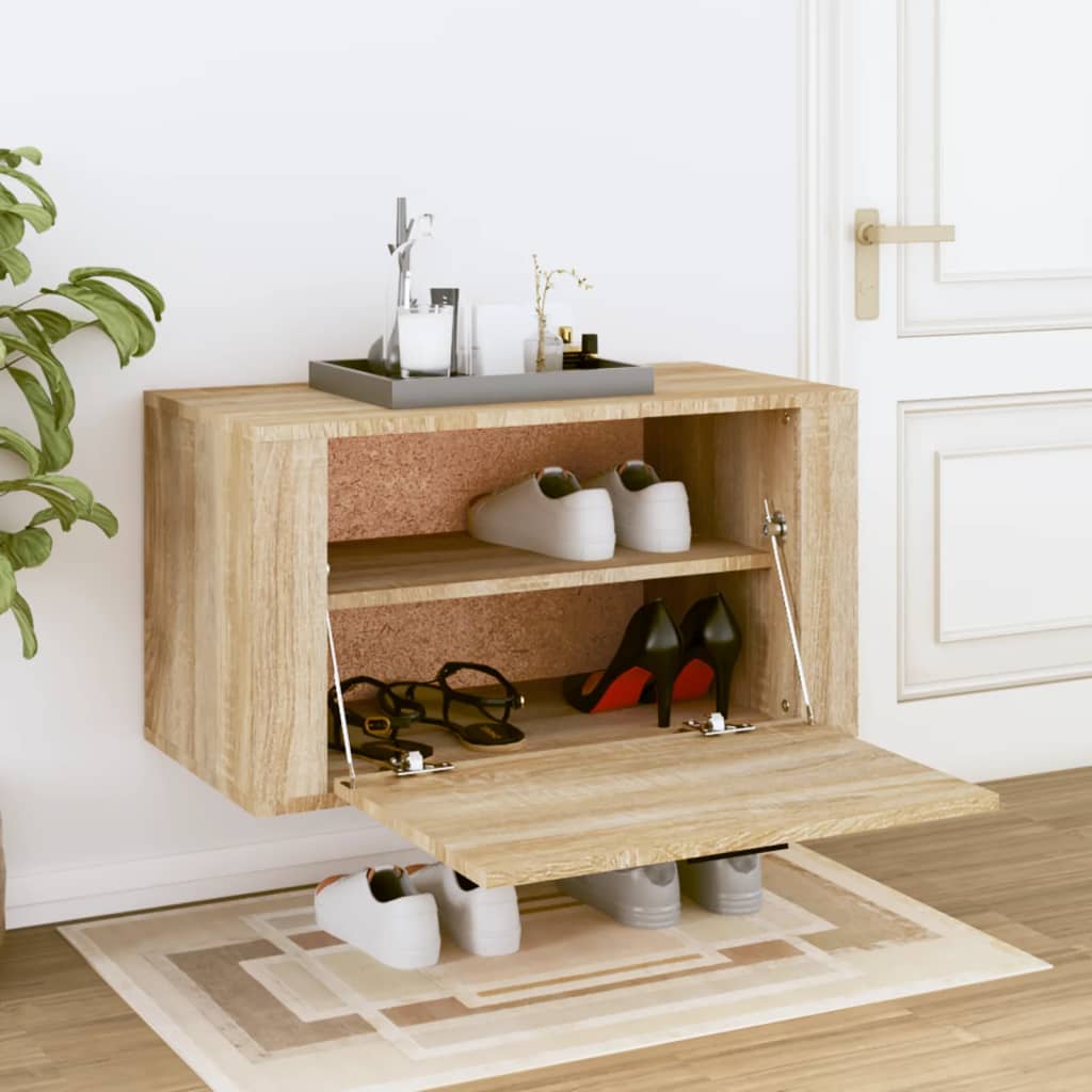 Scarpiera a Parete Rovere Sonoma 70x35x38 cm Legno Multistrato - homemem39