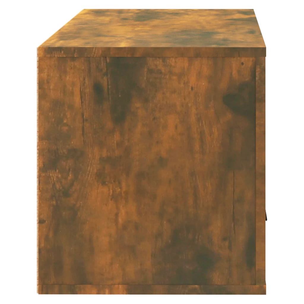 Scarpiera a Muro Rovere Fumo 70x35x38 cm Legno Massello Pino - homemem39