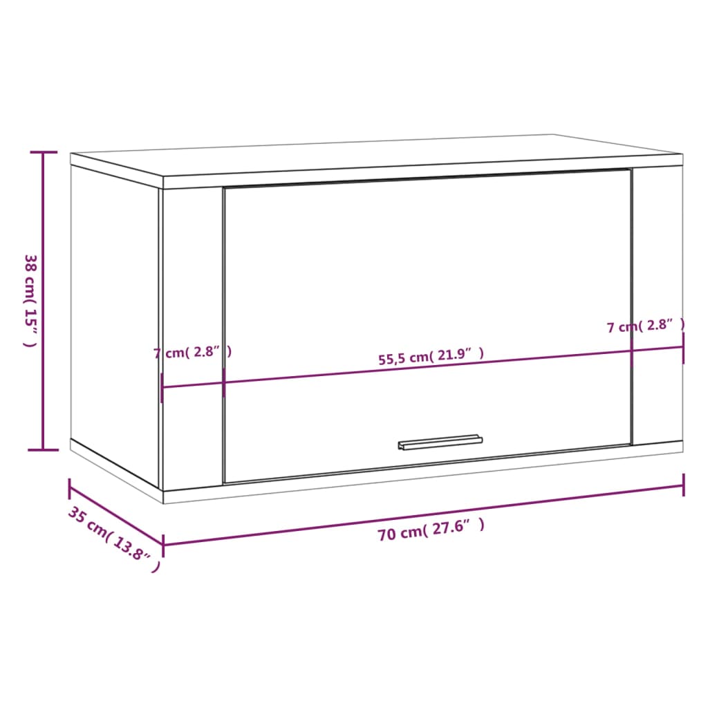 Scarpiera a Muro Rovere Fumo 70x35x38 cm Legno Massello Pino - homemem39