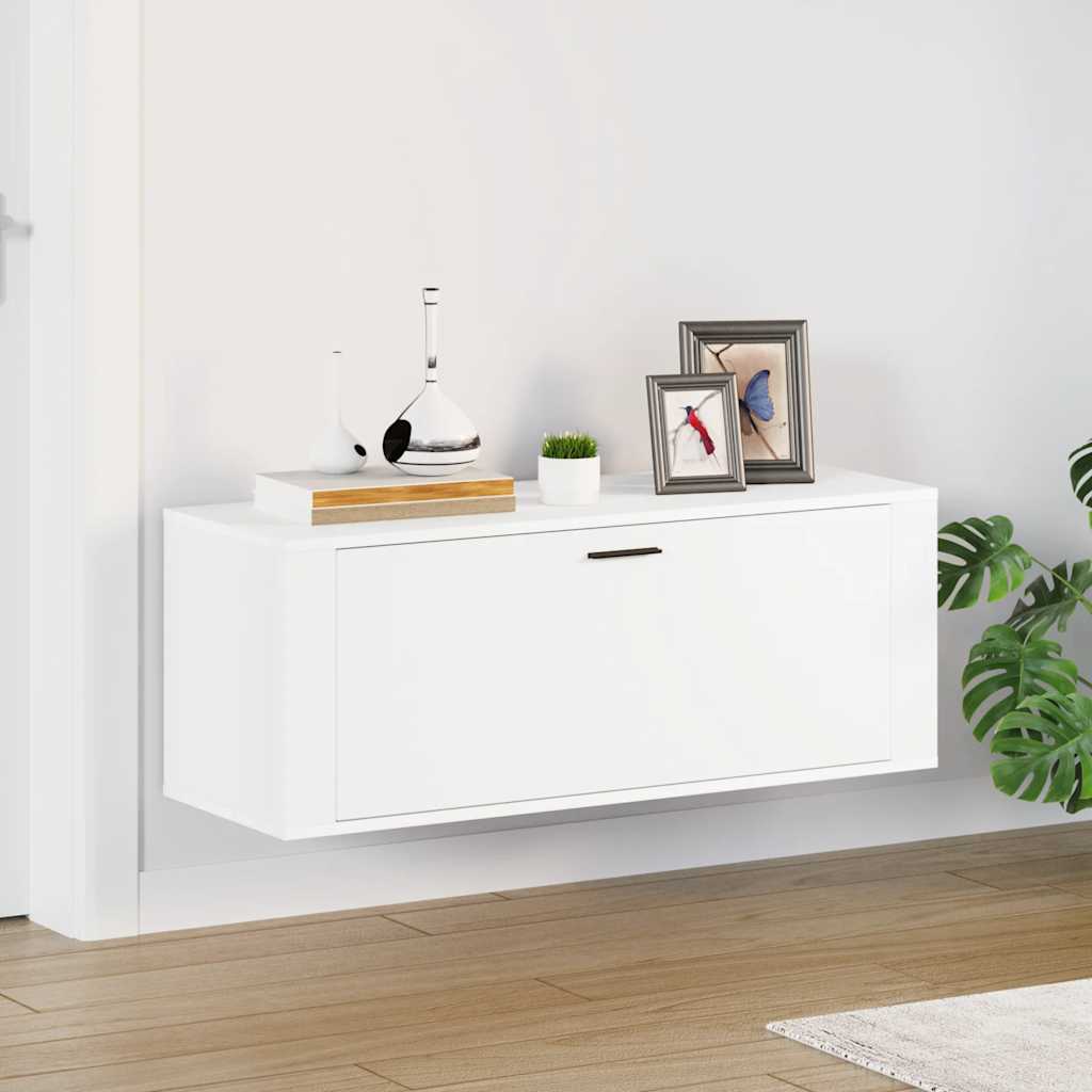 Scarpiera a Muro Bianca 100x35x38 cm in Legno Multistrato - homemem39