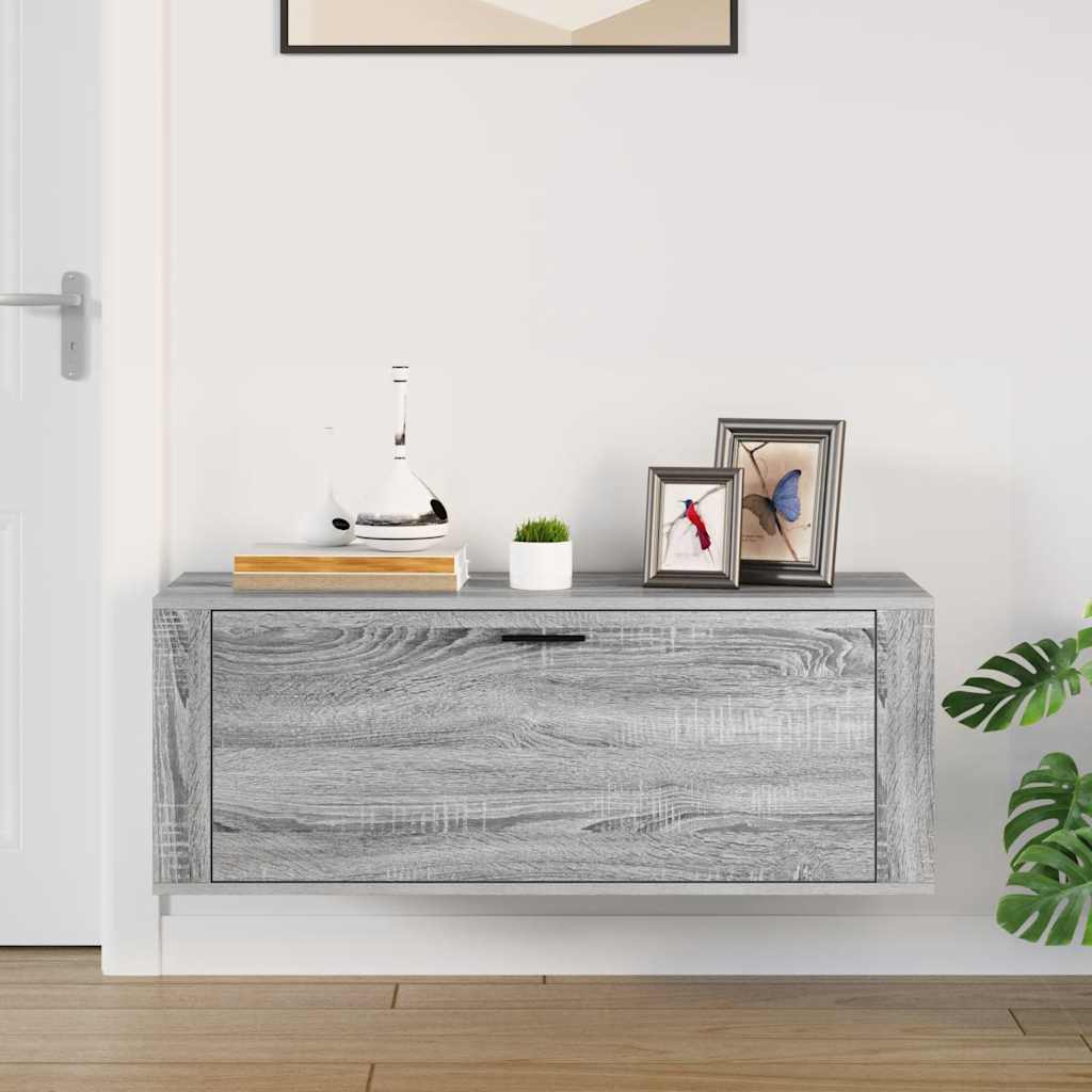 Scarpiera a Muro Grigio Sonoma 100x35x38cm in Legno Multistrato - homemem39