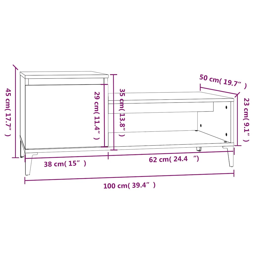 Tavolino da Salotto grigio sonoma 100x50x45cm Legno Multistrato | homemem39