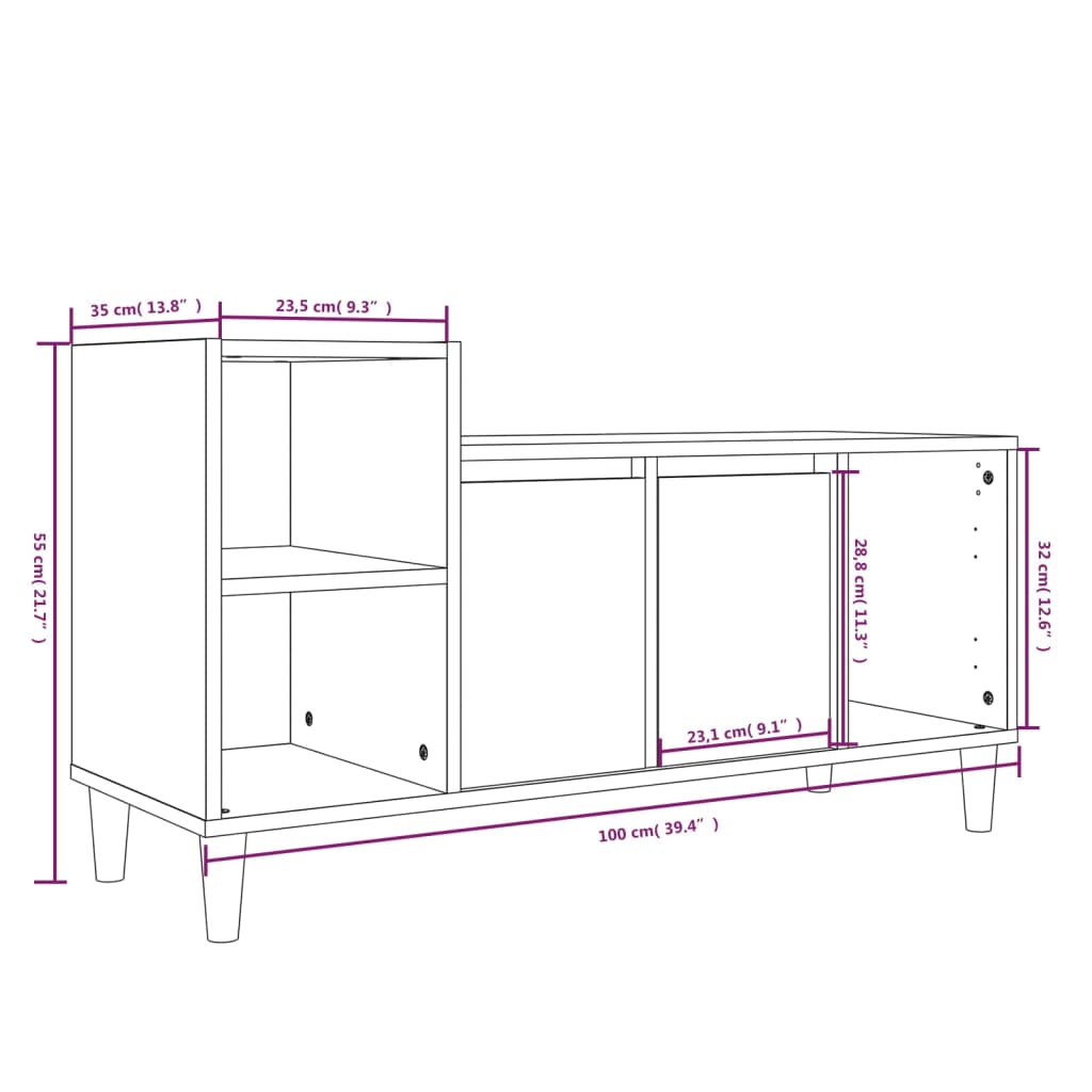 Mobile per TV Grigio Cemento 100x35x55 cm Legno Multistrato - homemem39