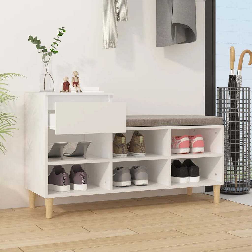 Scarpiera Bianca 102x36x60 cm in Legno Multistrato