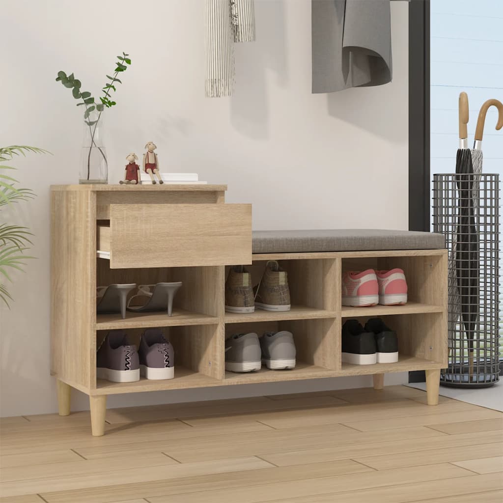 Scarpiera Rovere Sonoma 102x36x60 cm in Legno Multistrato