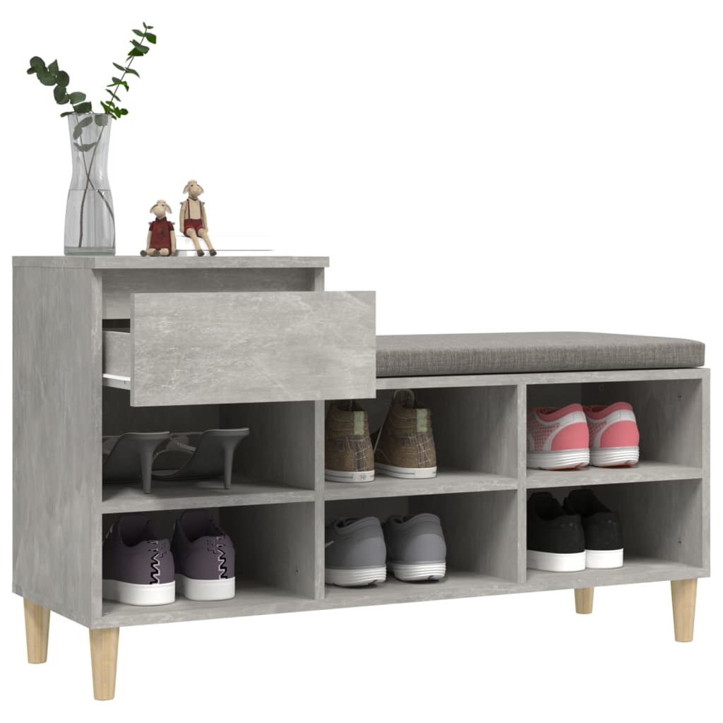 Scarpiera Grigio Cemento 102x36x60 cm in Legno Multistrato