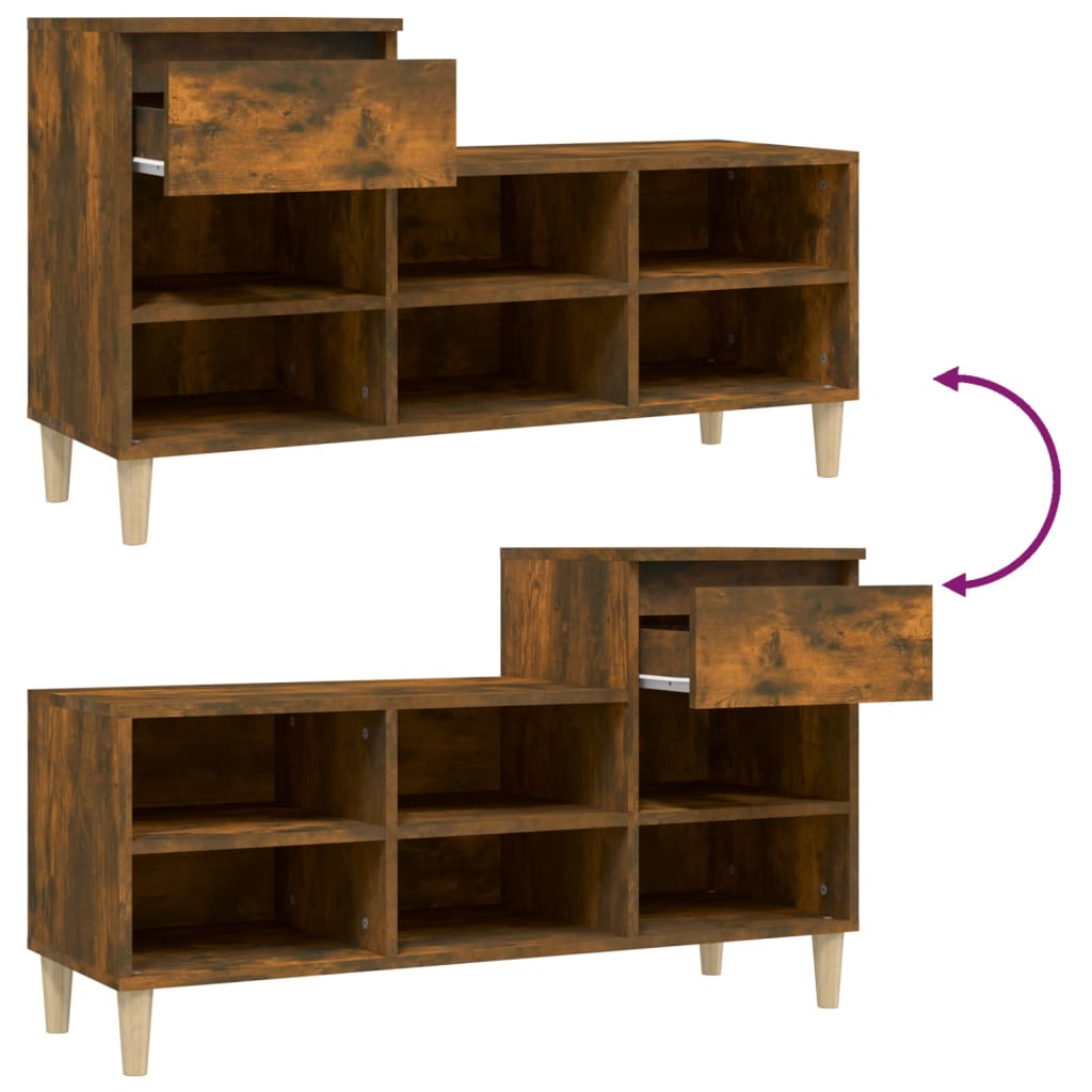 Scarpiera Rovere Fumo 102x36x60 cm in Legno Multistrato - homemem39