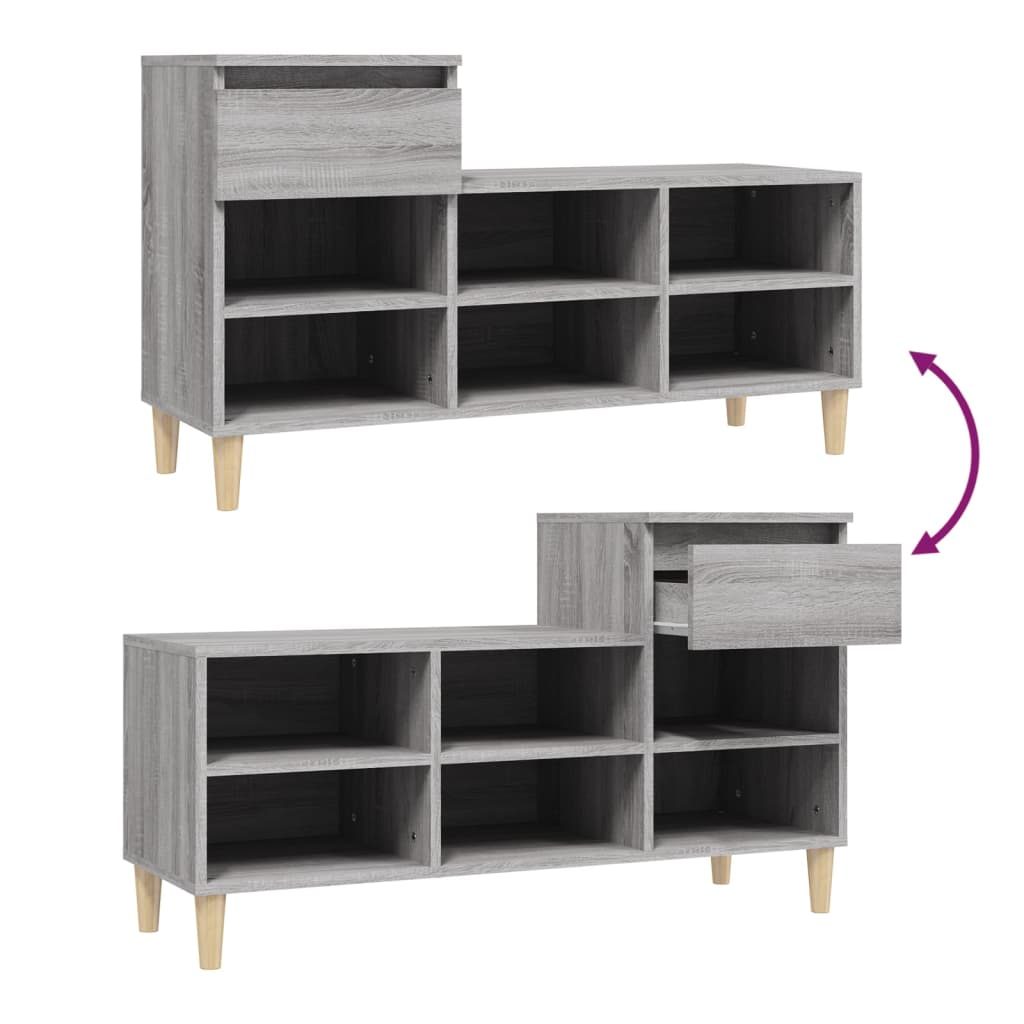 Scarpiera Grigio Sonoma 102x36x60 cm in Legno Multistrato