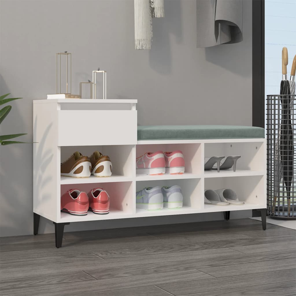 Scarpiera Bianca 102x36x60 cm in Legno Multistrato - homemem39
