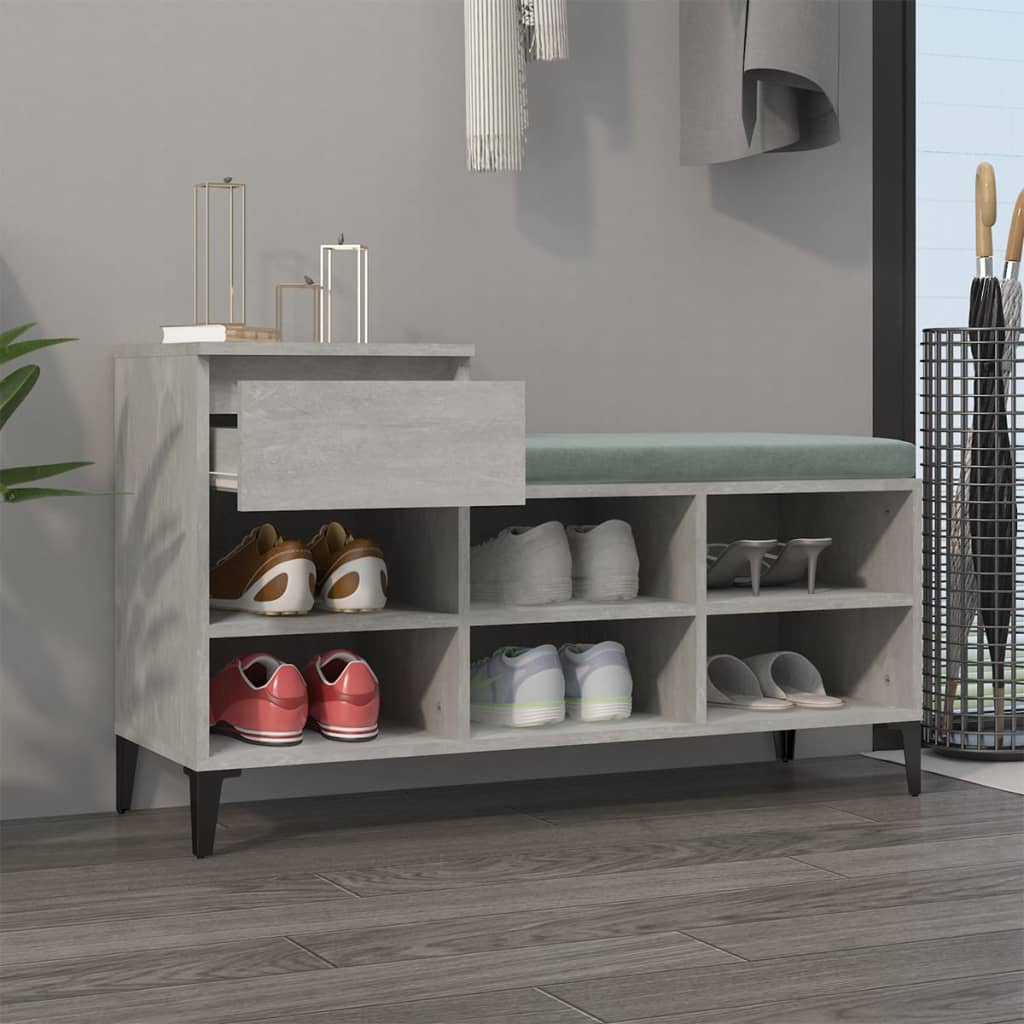 Scarpiera Grigio Cemento 102x36x60 cm in Legno Multistrato - homemem39