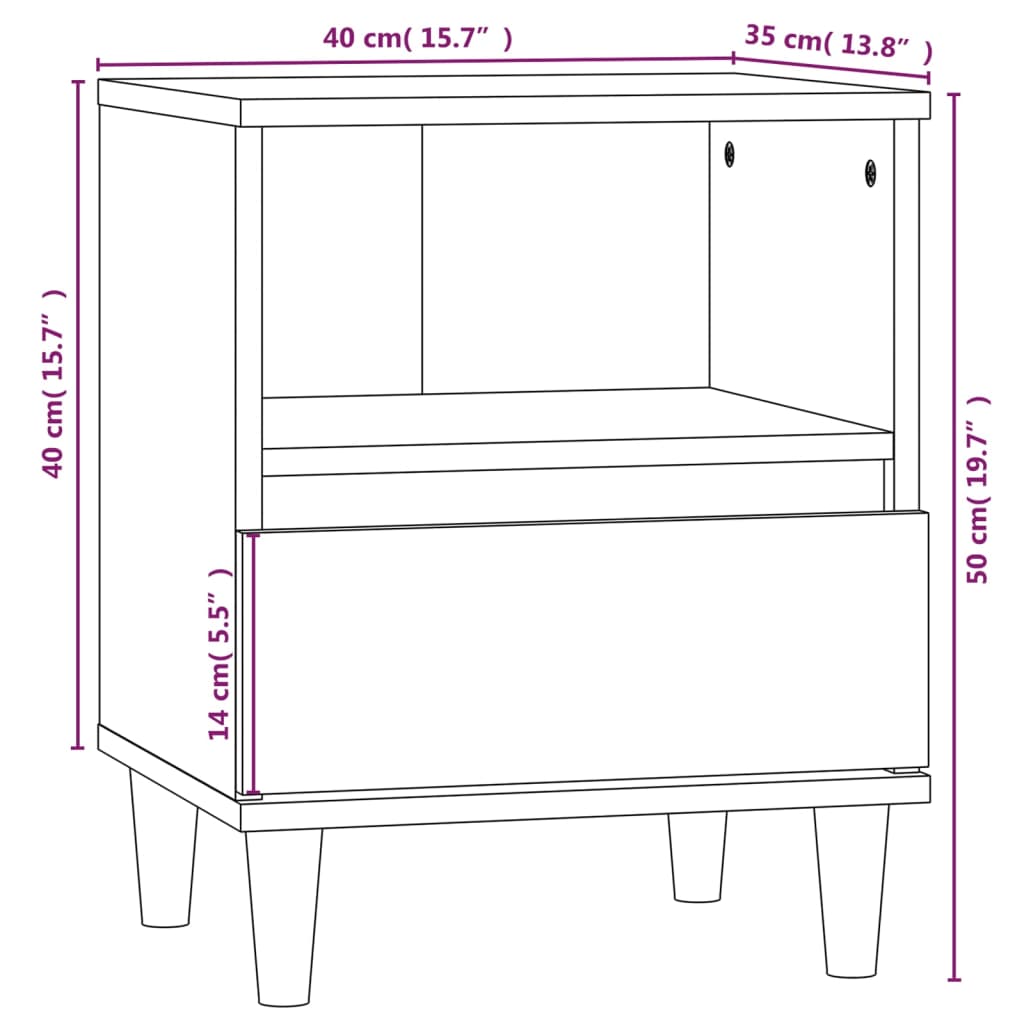 Comodini 2pz Rovere Fumo 40x35x50 cm - homemem39