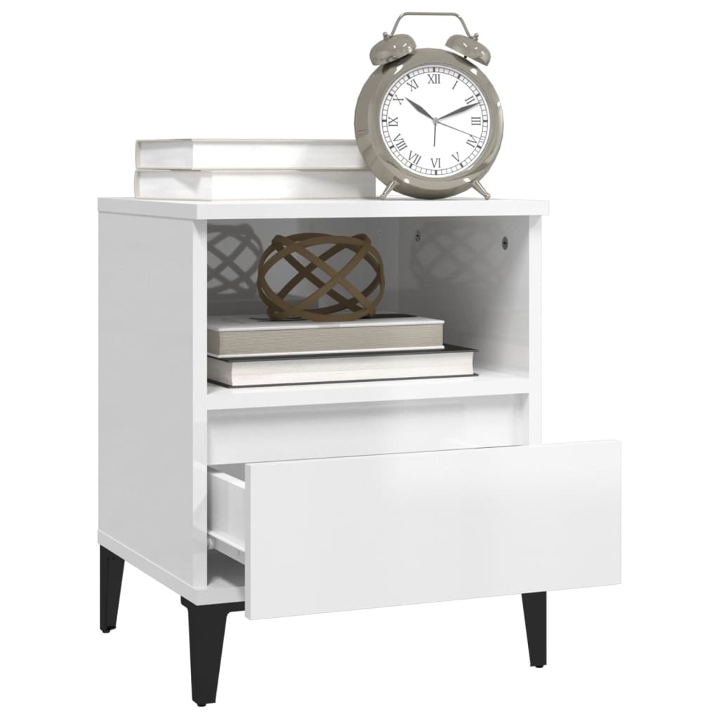 Comodini 2 pz in Bianco Lucido 40x35x50 cm - homemem39
