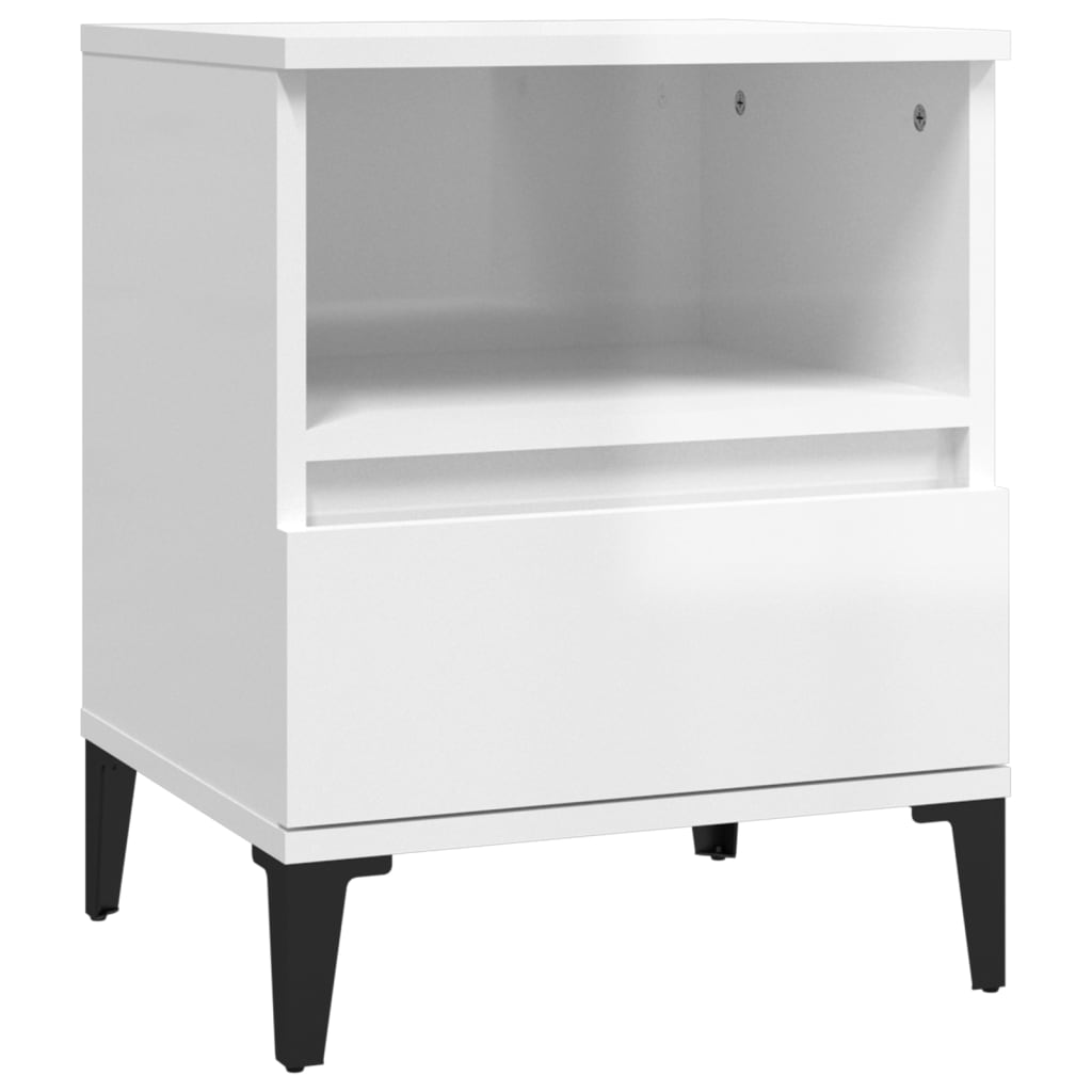 Comodini 2 pz in Bianco Lucido 40x35x50 cm - homemem39