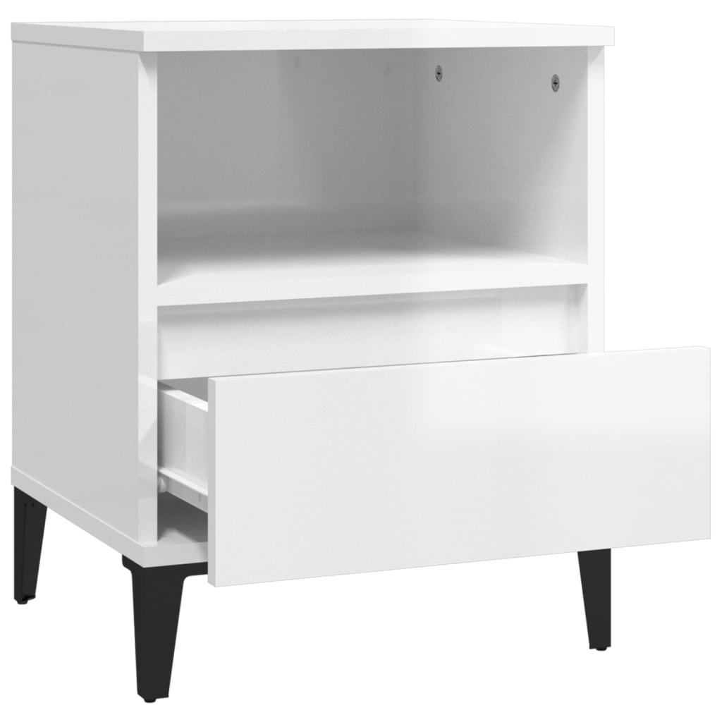 Comodini 2 pz in Bianco Lucido 40x35x50 cm - homemem39