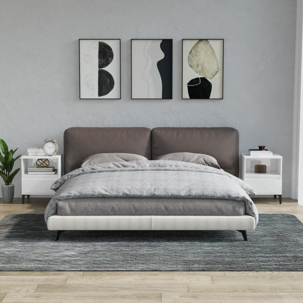 Comodini 2 pz in Bianco Lucido 40x35x50 cm - homemem39