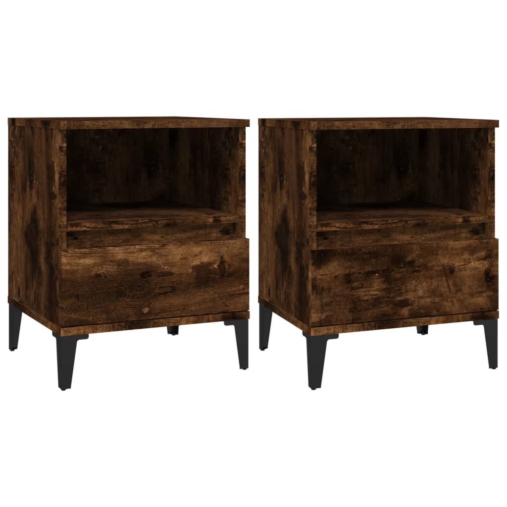 Comodini 2pz Rovere Fumo 40x35x50 cm - homemem39