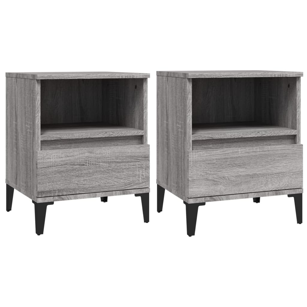 Comodino 2 pz Grigio Sonoma 40x35x50 cm - homemem39